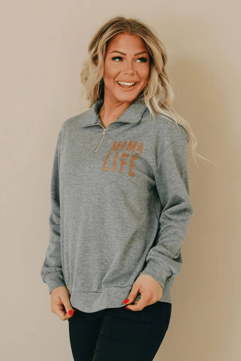 Mama Half Zip Sweatshirt Stay Warm in Style