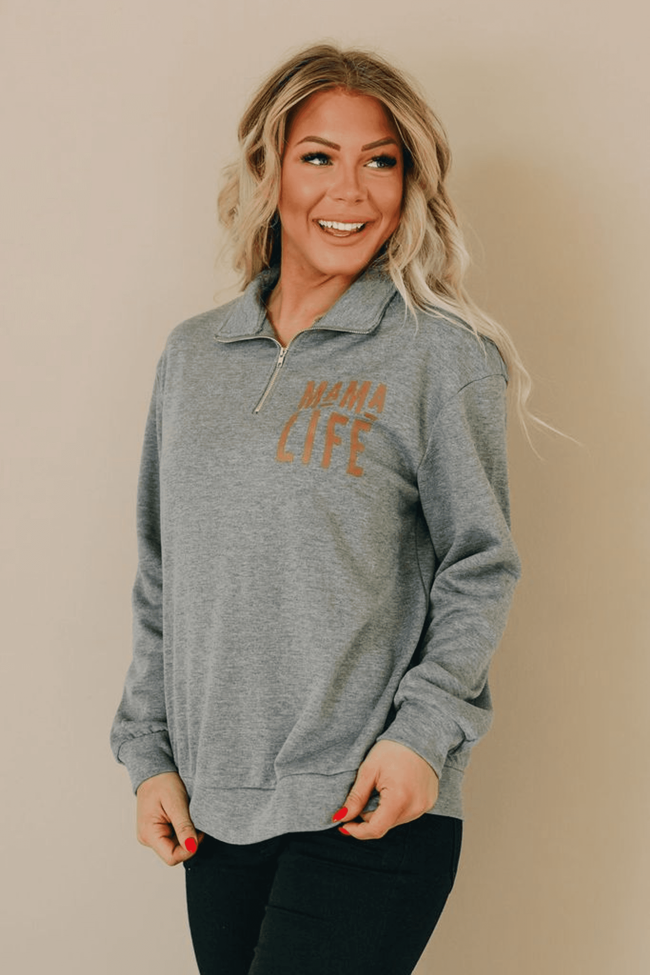 Mama Half Zip Sweatshirt Stay Warm in Style