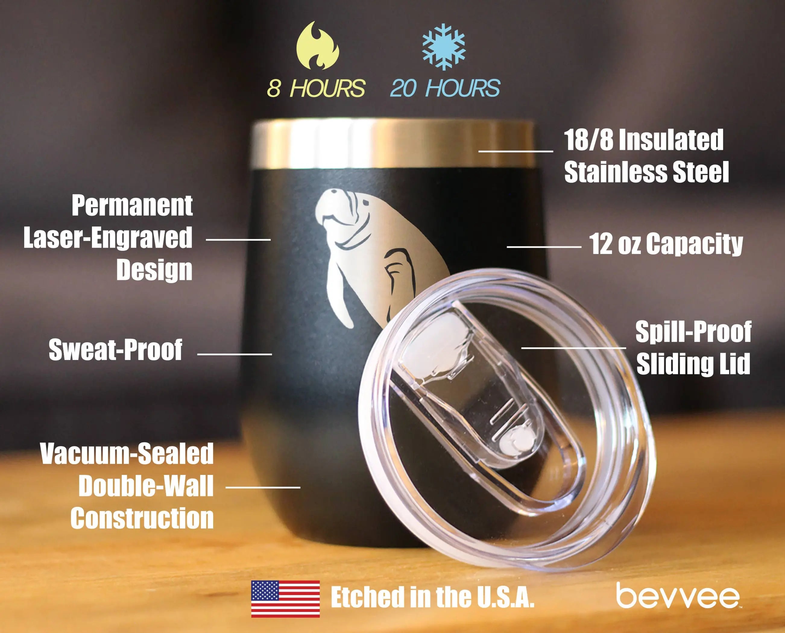 Manatee Insulated Wine Tumbler - Manatees Gifts and Decor Bevvee