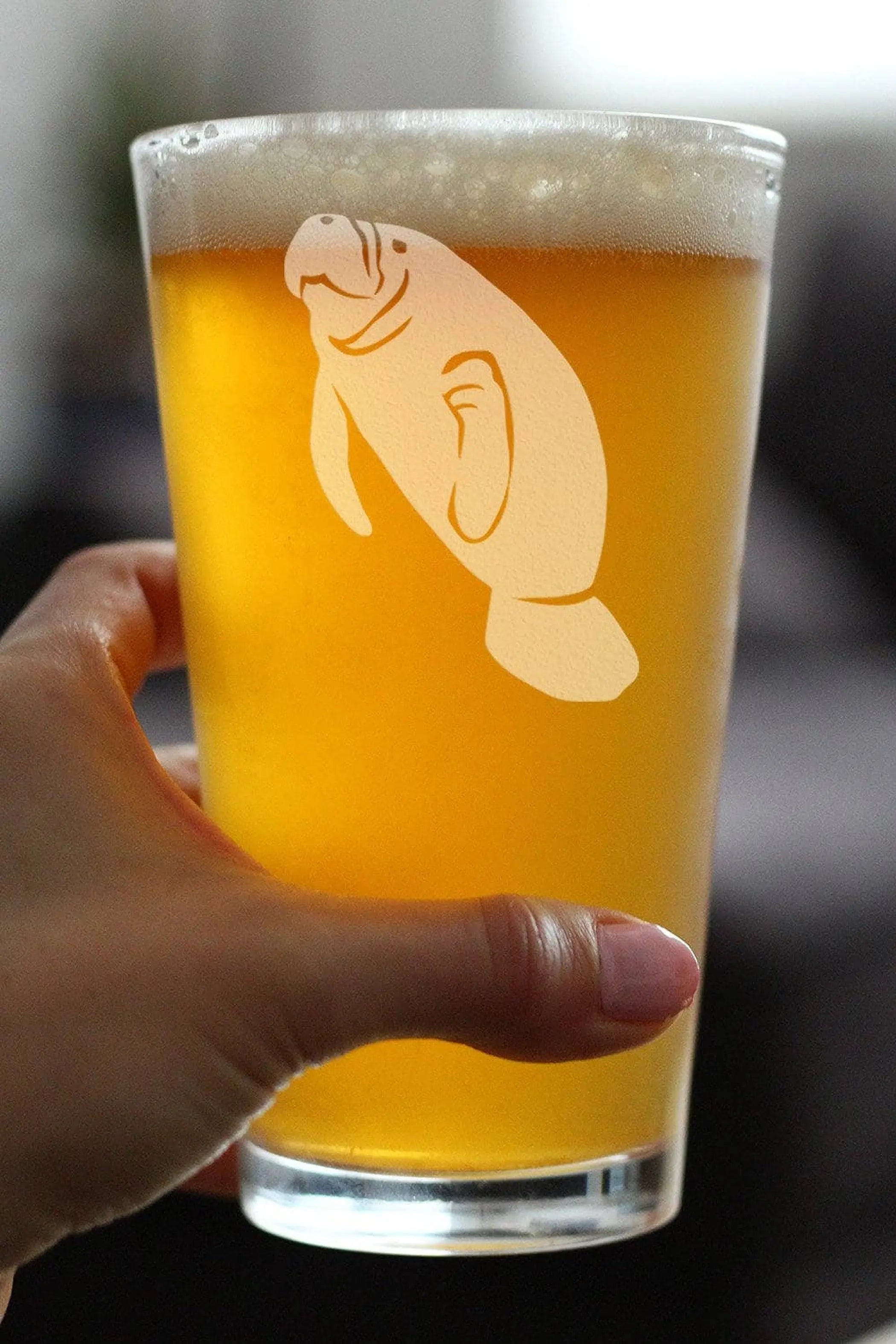 Manatee Pint Glass for Beer - Manatees Gifts and Decor Bevvee