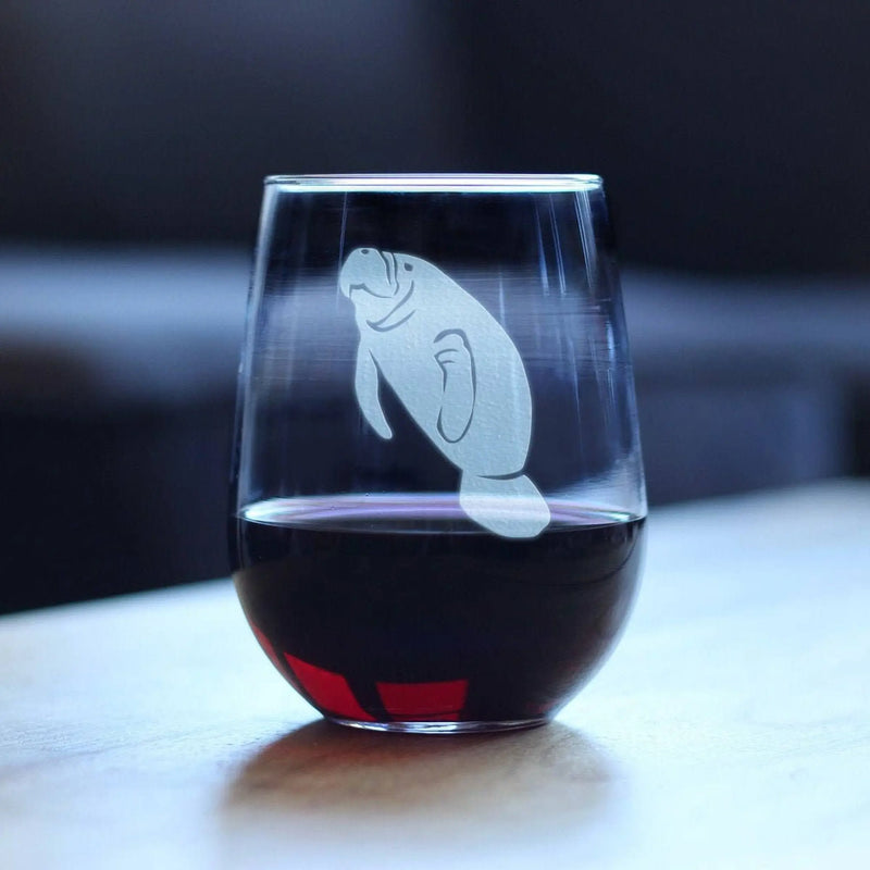 Manatee Stemless Wine Glass - Manatees Gifts and Decor Bevvee