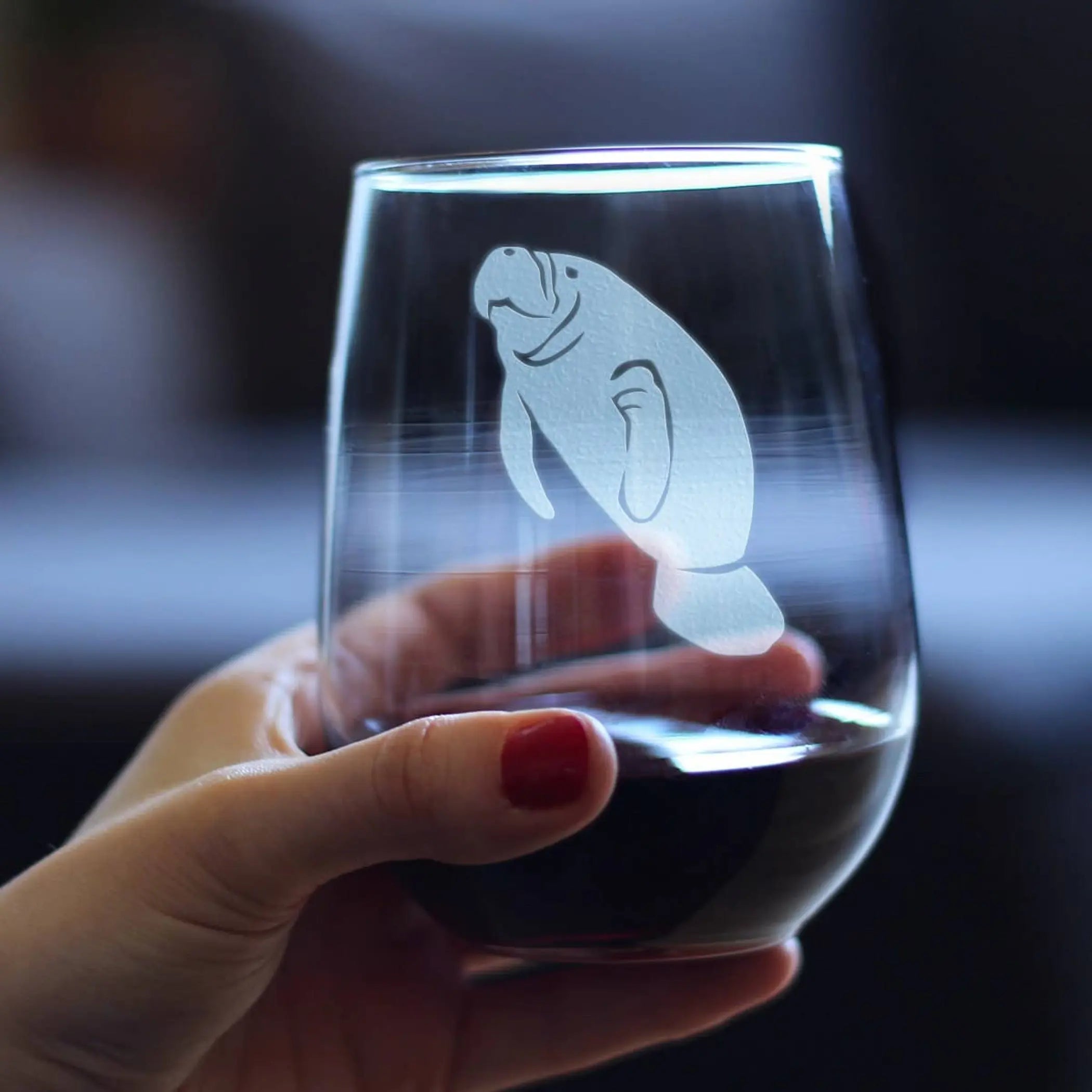 Manatee Stemless Wine Glass - Manatees Gifts and Decor Bevvee