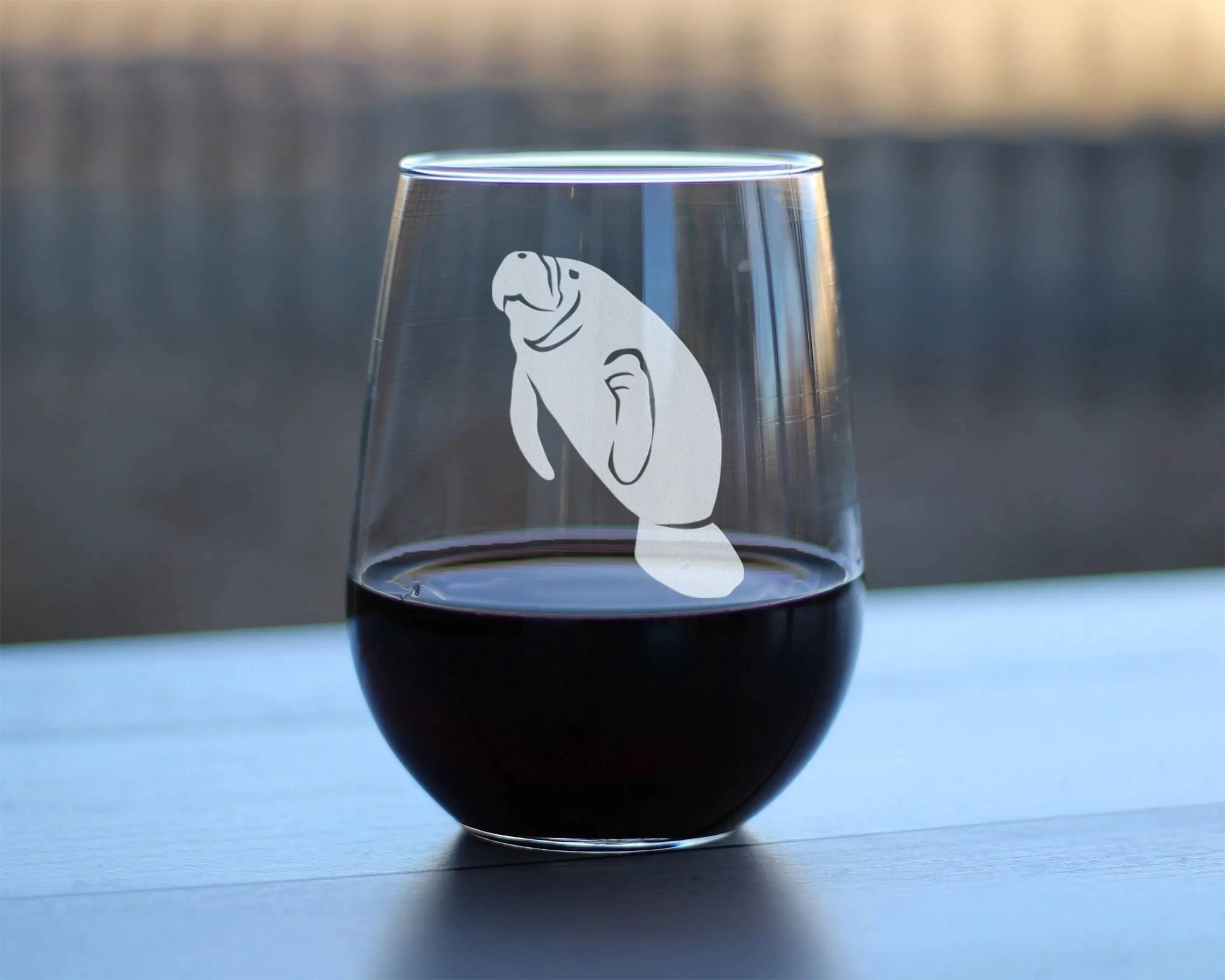 Manatee Stemless Wine Glass - Manatees Gifts and Decor Bevvee