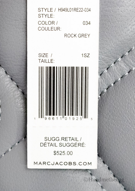 Marc Jacobs Small Rock Grey Quilted Leather Crossbody Bag JV Deals