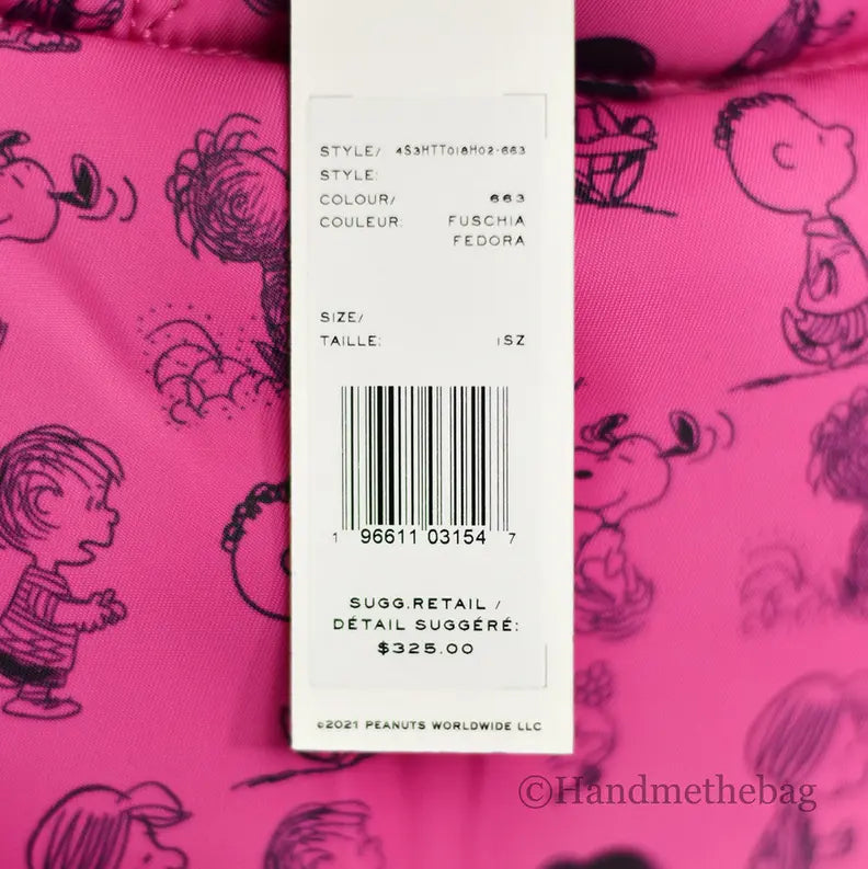 Marc Jacobs X Peanuts Medium Fuschia Nylon Tote JV Deals