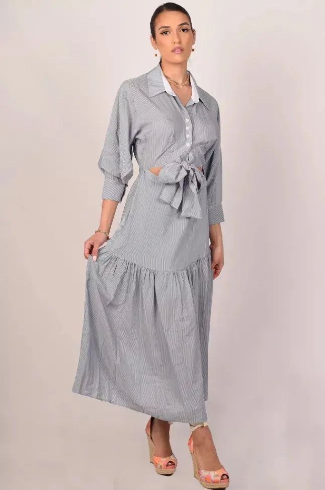 Marie Maxi Cutout Dress Blue Color Akalia Collection