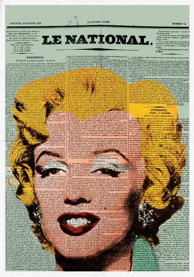 Marilyn Monroe Newspaper Glass Wall Art Monique Store