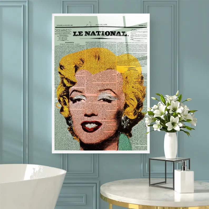 Marilyn Monroe Newspaper Glass Wall Art Monique Store