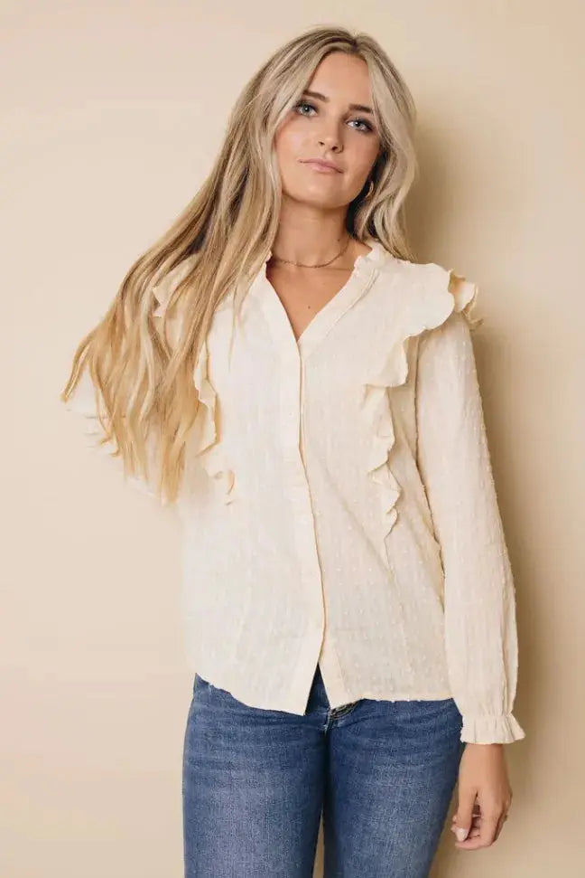 Marissa Bubble Sleeves Shirt Stay Warm in Style