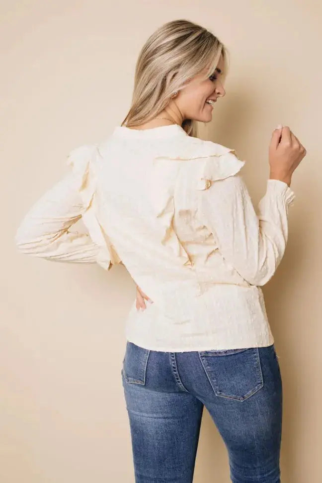 Marissa Bubble Sleeves Shirt Stay Warm in Style