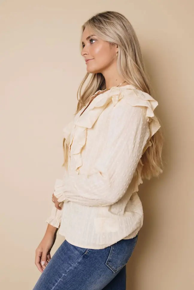 Marissa Bubble Sleeves Shirt Stay Warm in Style