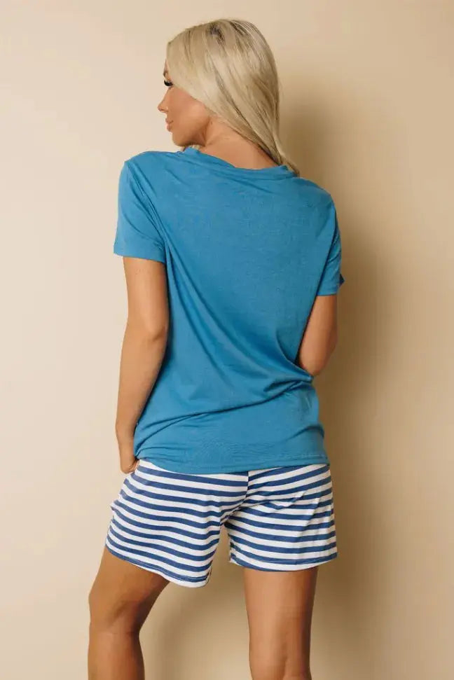 Marium Stripe Shorts Loungewear Set Stay Warm in Style