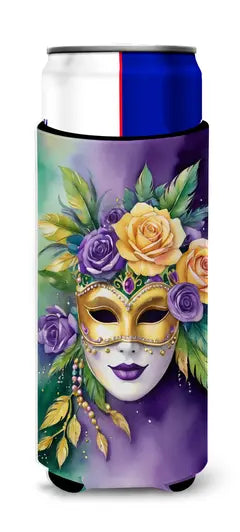Mask Mardi Gras Hugger for Ultra Slim Cans Caroline's Treasures