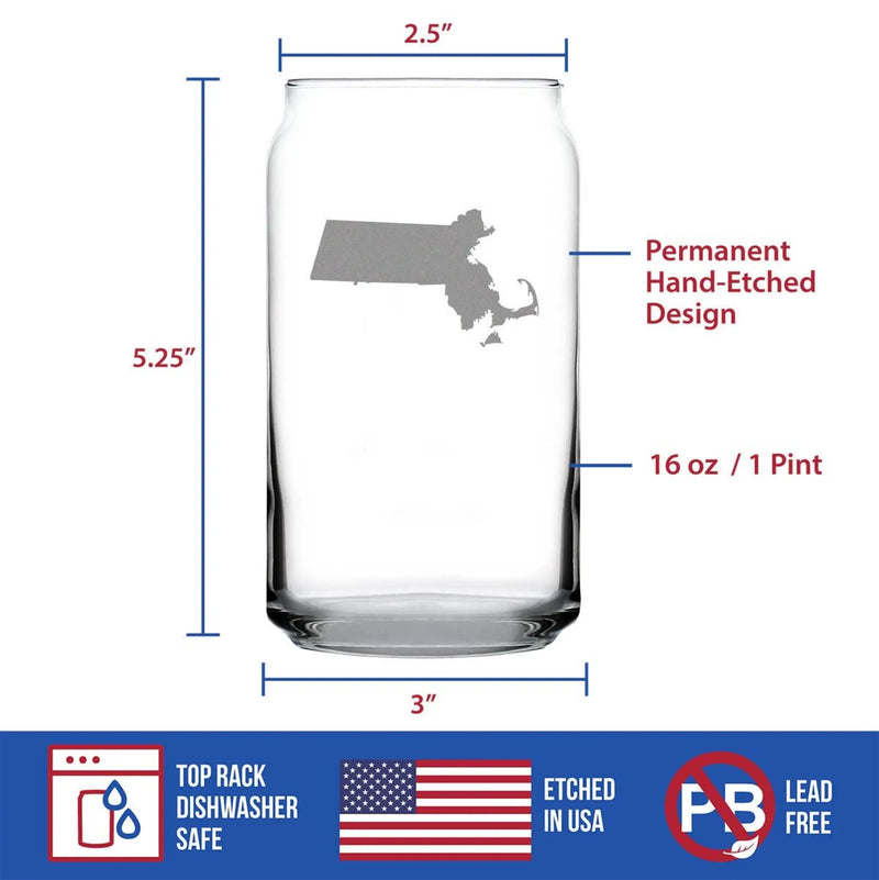 Massachusetts Beer Can Pint Glass - Bay Staters Gifts Bevvee