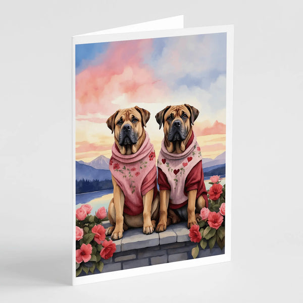 Mastiff Two Hearts Greeting Cards Pack of 8 Caroline's Treasures