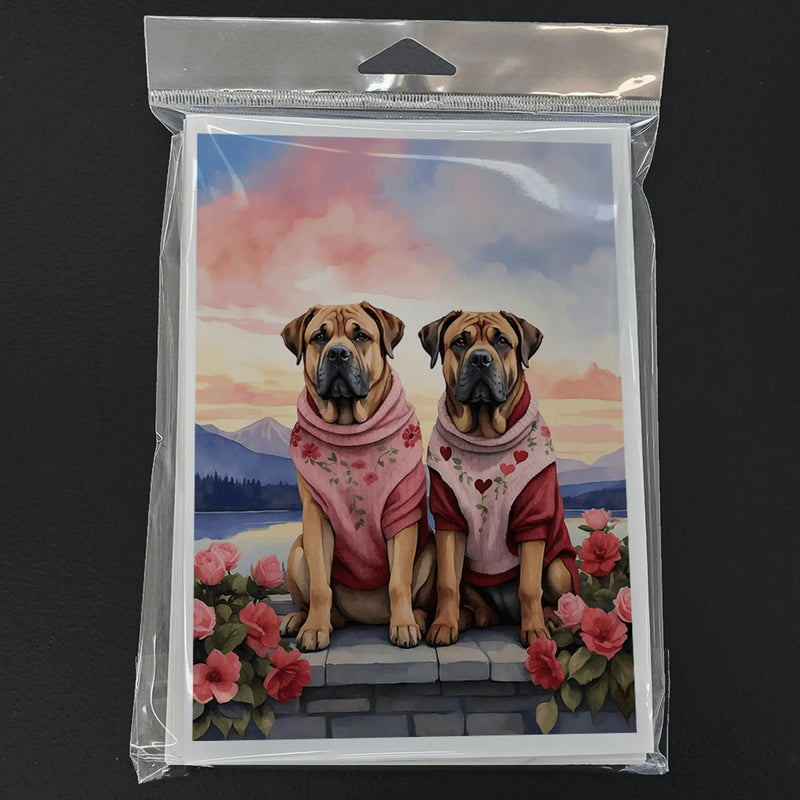Mastiff Two Hearts Greeting Cards Pack of 8 Caroline's Treasures