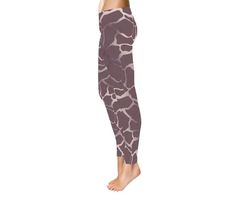 Mauve Giraffe Print Leggings - Full Length Girlz n Dollz