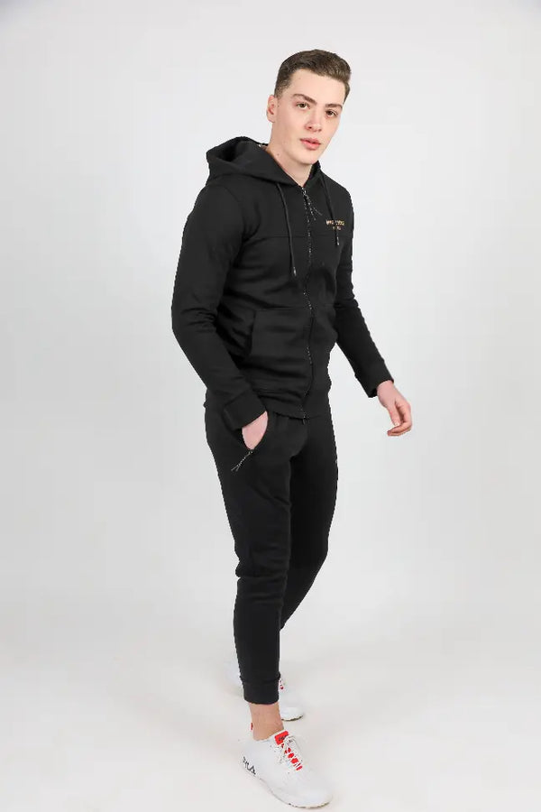 Men Black Sweat Suit Opposite Sense