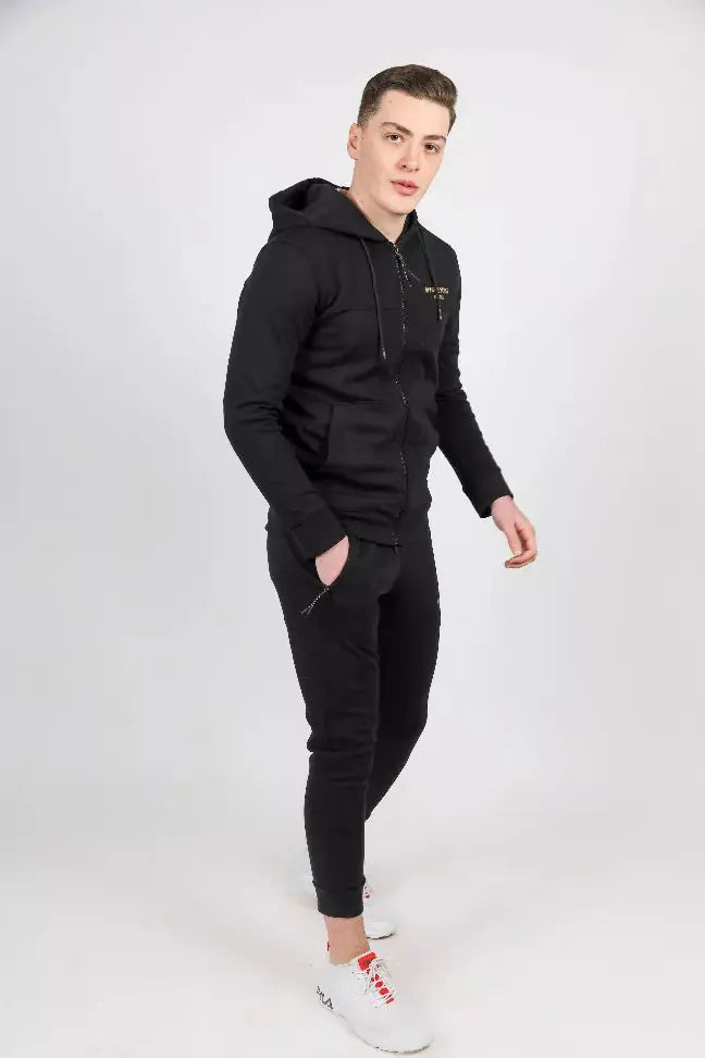 Men Black Sweat Suit Opposite Sense