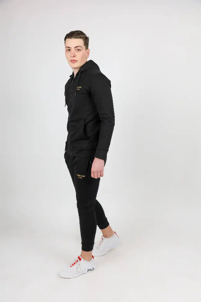 Men Black Sweat Suit Opposite Sense