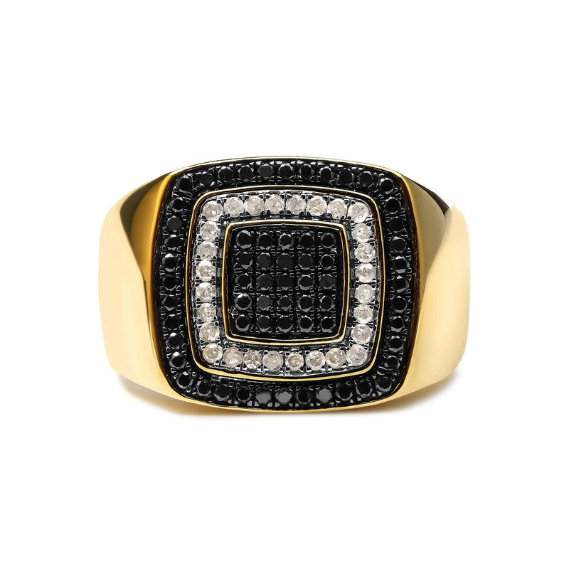 Men's 10K Yellow Gold 3/4 Cttw White and Black Treated Diamond Ring Band (Black / I-J Color, I2-I3 Clarity) Infinite Jewels