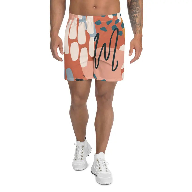 Men's Brown Abstract Print Multicolored Athletic Shorts Adirelounge