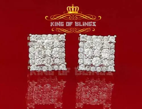 Men's Elegant diamond yellow Gold Sterling Silver Screw Back Hip Hop Stud Earrings King Of Bling