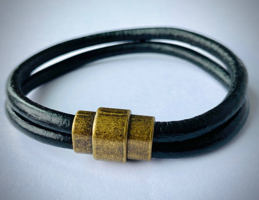 Men's Industrial Leather Bracelet with Antique Silver/Brass/Copper Clasp MacKenzie Rose Designs