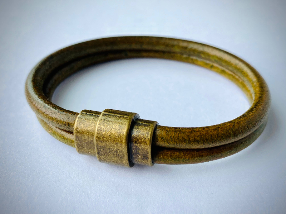 Men's Industrial Leather Bracelet with Antique Silver/Brass/Copper Clasp MacKenzie Rose Designs