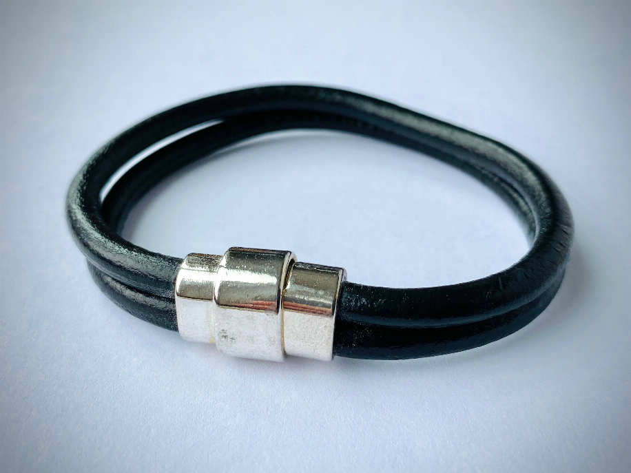 Men's Industrial Leather Bracelet with Antique Silver/Brass/Copper Clasp MacKenzie Rose Designs