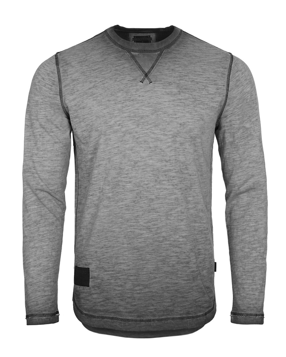 Men's Long Sleeve Crew Neck Vintage Wash T-Shirt with Curved Bottom Hem Zimego Apparel