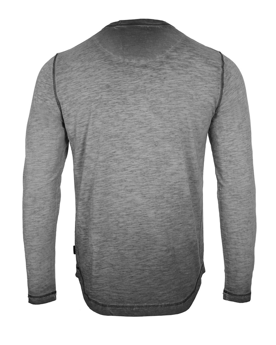 Men's Long Sleeve Crew Neck Vintage Wash T-Shirt with Curved Bottom Hem Zimego Apparel