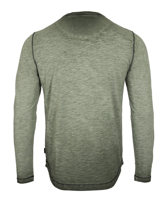 Men's Long Sleeve Crew Neck Vintage Wash T-Shirt with Curved Bottom Hem Zimego Apparel