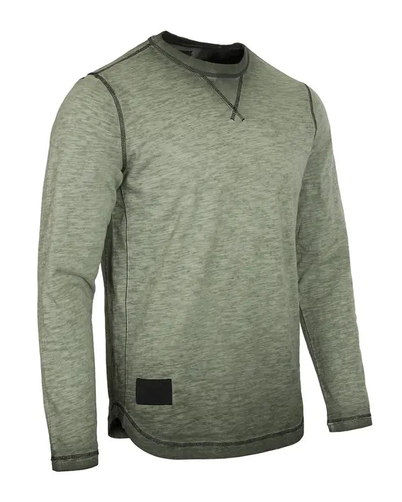 Men's Long Sleeve Crew Neck Vintage Wash T-Shirt with Curved Bottom Hem Zimego Apparel