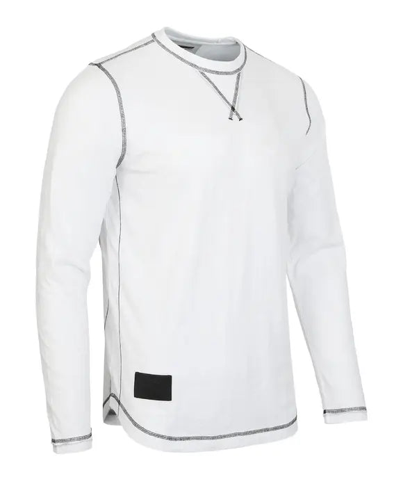 Men's Long Sleeve Crew Neck Vintage Wash T-Shirt with Curved Bottom Hem Zimego Apparel