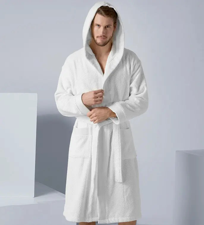 Men's Luxury Turkish Cotton Terry Cloth Robe with Hood Seren