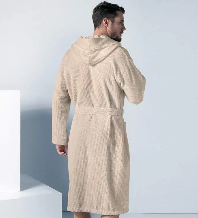 Men's Luxury Turkish Cotton Terry Cloth Robe with Hood Seren