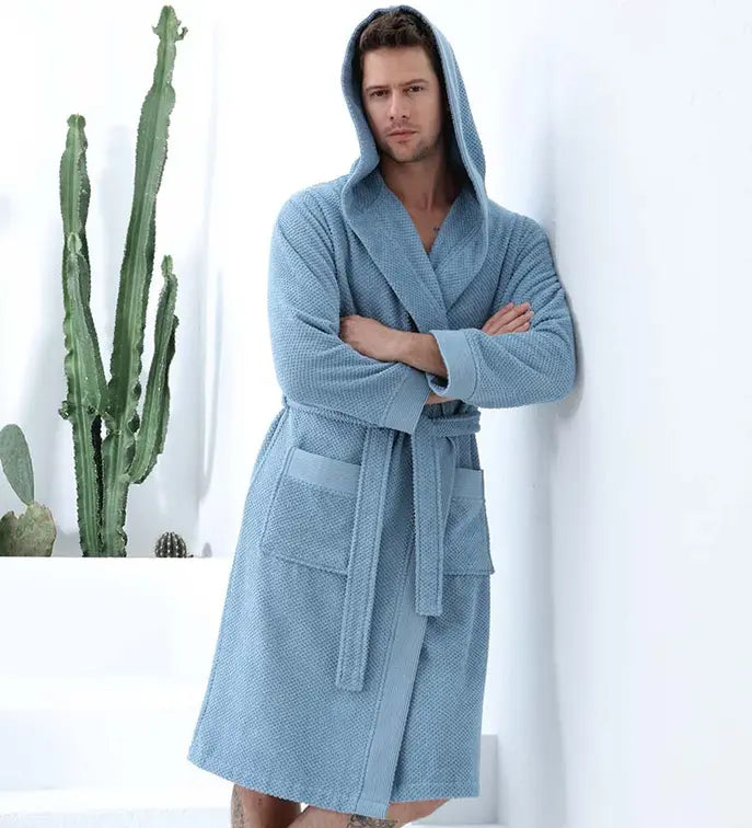 Men's Luxury Turkish Cotton Terry Cloth Robe with Hood Seren