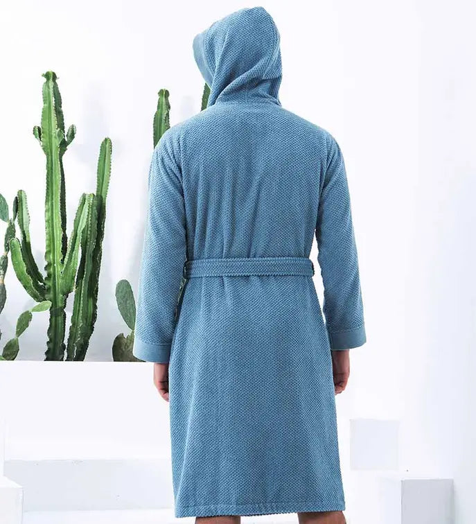 Men's Luxury Turkish Cotton Terry Cloth Robe with Hood Seren