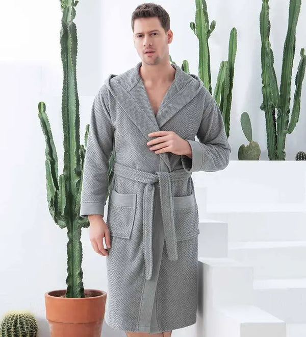 Men's Luxury Turkish Cotton Terry Cloth Robe with Hood Seren