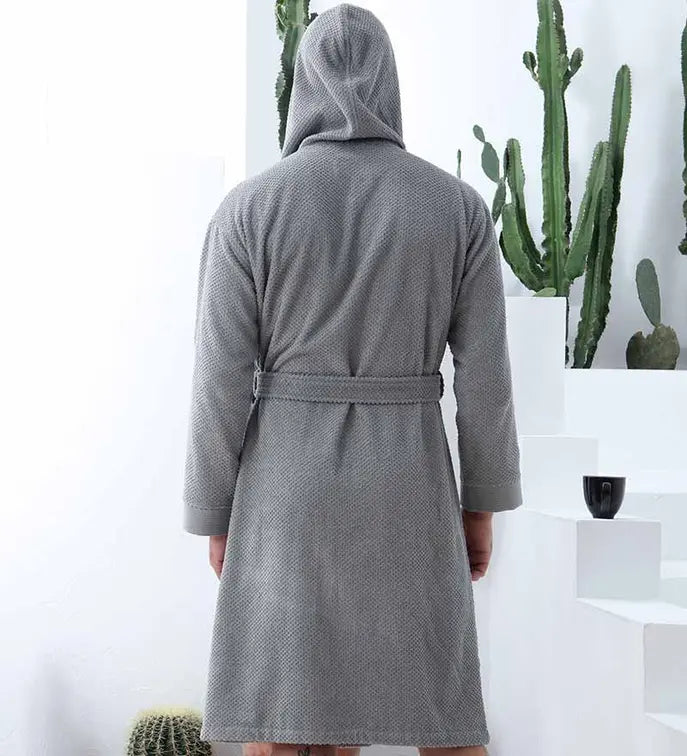 Men's Luxury Turkish Cotton Terry Cloth Robe with Hood Seren