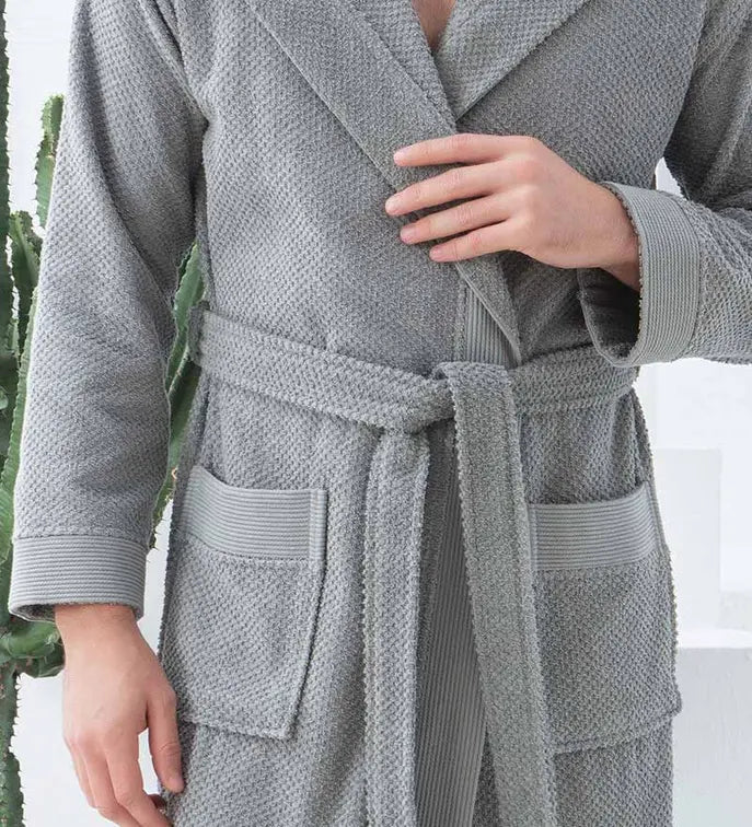 Men's Luxury Turkish Cotton Terry Cloth Robe with Hood Seren