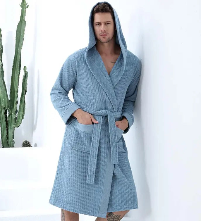 Men's Turkish Cotton Hooded Terry Bathrobe Seren