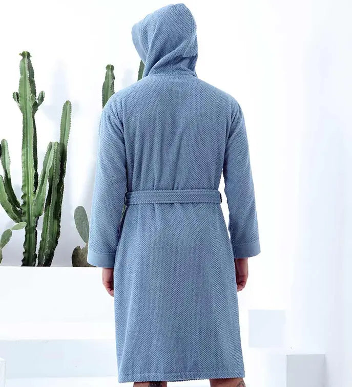 Men's Turkish Cotton Hooded Terry Bathrobe Seren