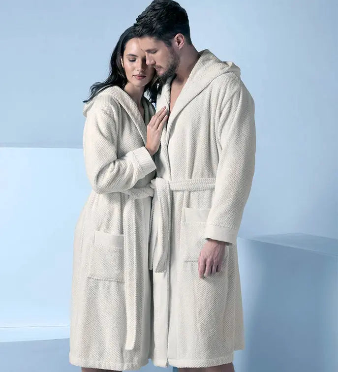 Men's Turkish Cotton Hooded Terry Bathrobe Seren