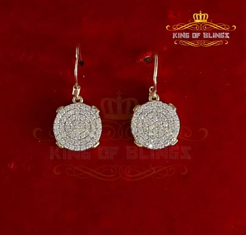 Men's White Gold Hip Hop Iced Round Dangling 925 Sterling Silver Earrings King Of Bling