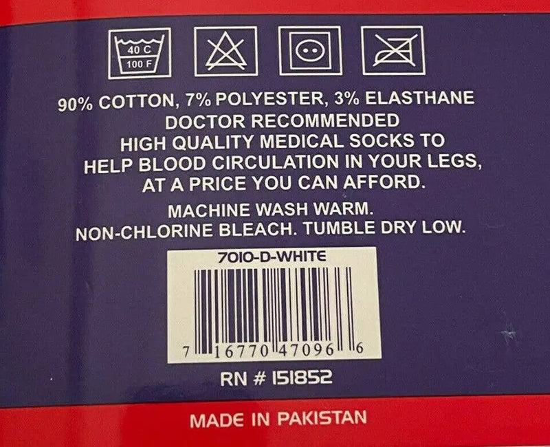 Mens Women Non Binding Cotton Circulation Diabetic Crew White Socks Physician Approved Hashir Products