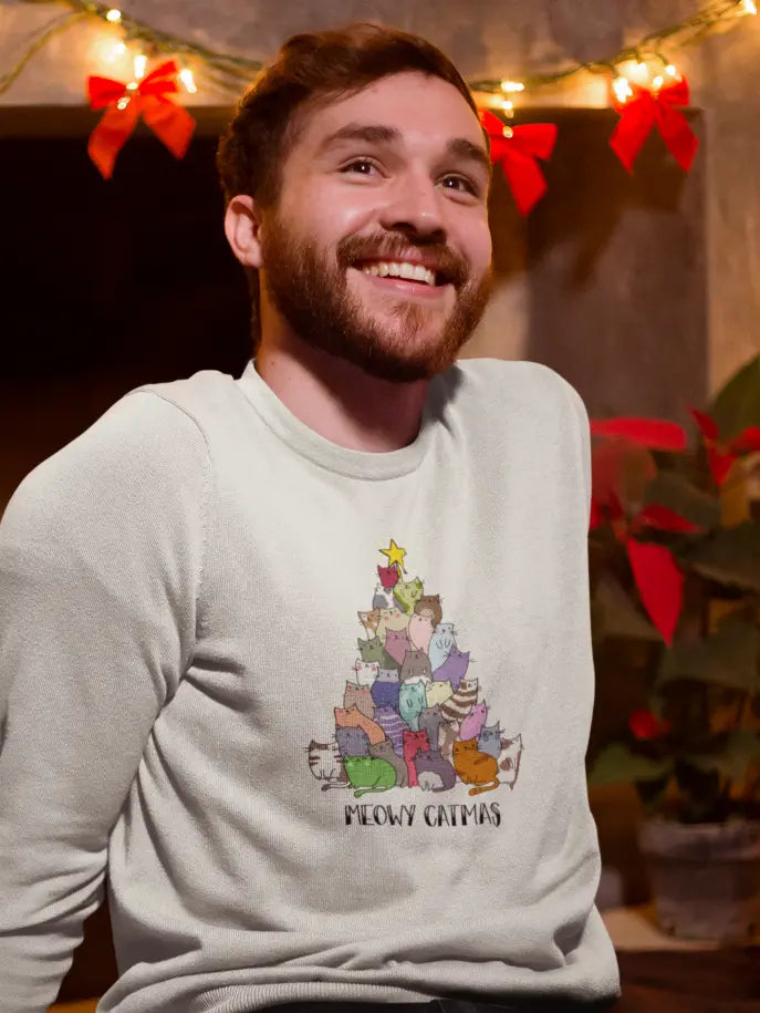 Meowy Catmas Sweatshirt Black Cat Bazaar