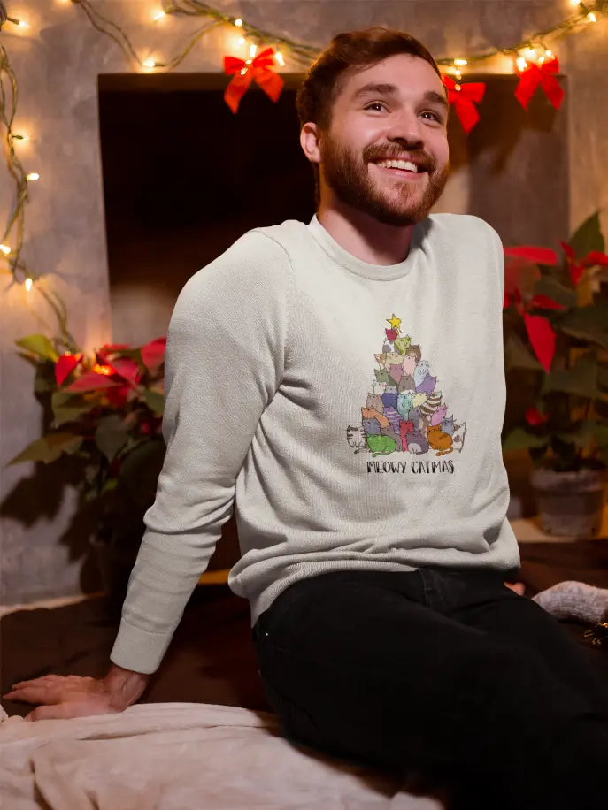 Meowy Catmas Sweatshirt Black Cat Bazaar