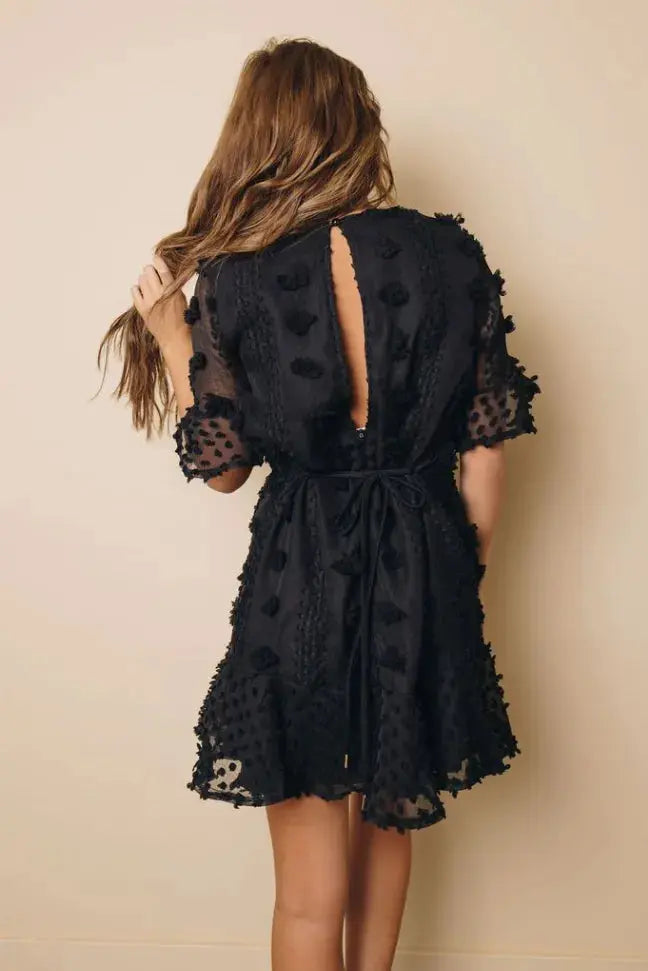 Meredith Swiss Dot Mini Dress Stay Warm in Style
